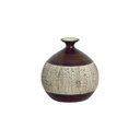 Ver imagem 1 de Vaso Pequeno Decorativo de Cerâmica para Mesa Maia Marrom e Palha 17x16 cm