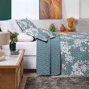 Ver imagem 5 de Kit Cobre Leito Colcha Celi King Dupla Face Micropercal 200 Fios 3 Peças - Verde Floral