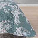 Ver imagem 4 de Kit Cobre Leito Colcha Celi King Dupla Face Micropercal 200 Fios 3 Peças - Verde Floral