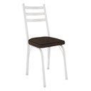 Ver imagem 4 de Kit 4 Cadeiras de Cozinha Luisiana Estampado Imbuia Pés de Ferro Branco