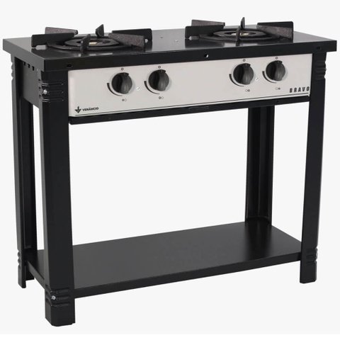 Fogão a Gás Bravo Industrial 2 Bocas Venâncio Cinza Esmaltado Br2b