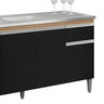 Balcão Gabinete de Pia para Cozinha sem Tampo 150cm Tatiane Amêndoa/preto- Mabe Magazine - 3