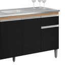 Ver imagem 3 de Balcão Gabinete de Pia para Cozinha sem Tampo 150cm Tatiane Amêndoa/preto- Mabe Magazine