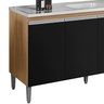 Balcão Gabinete de Pia para Cozinha sem Tampo 150cm Tatiane Amêndoa/preto- Mabe Magazine - 4