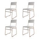Ver imagem 1 de Kit 4 Cadeiras de Jantar Málaga Corino Branco Base Cobre para Mesa Sala Cozinha Home - Cobre/branco
