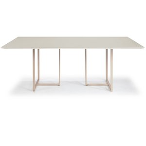 Mesa Jantar Macapá Aço Carbono Dourado Tampo Laca Fendi + Vidro
