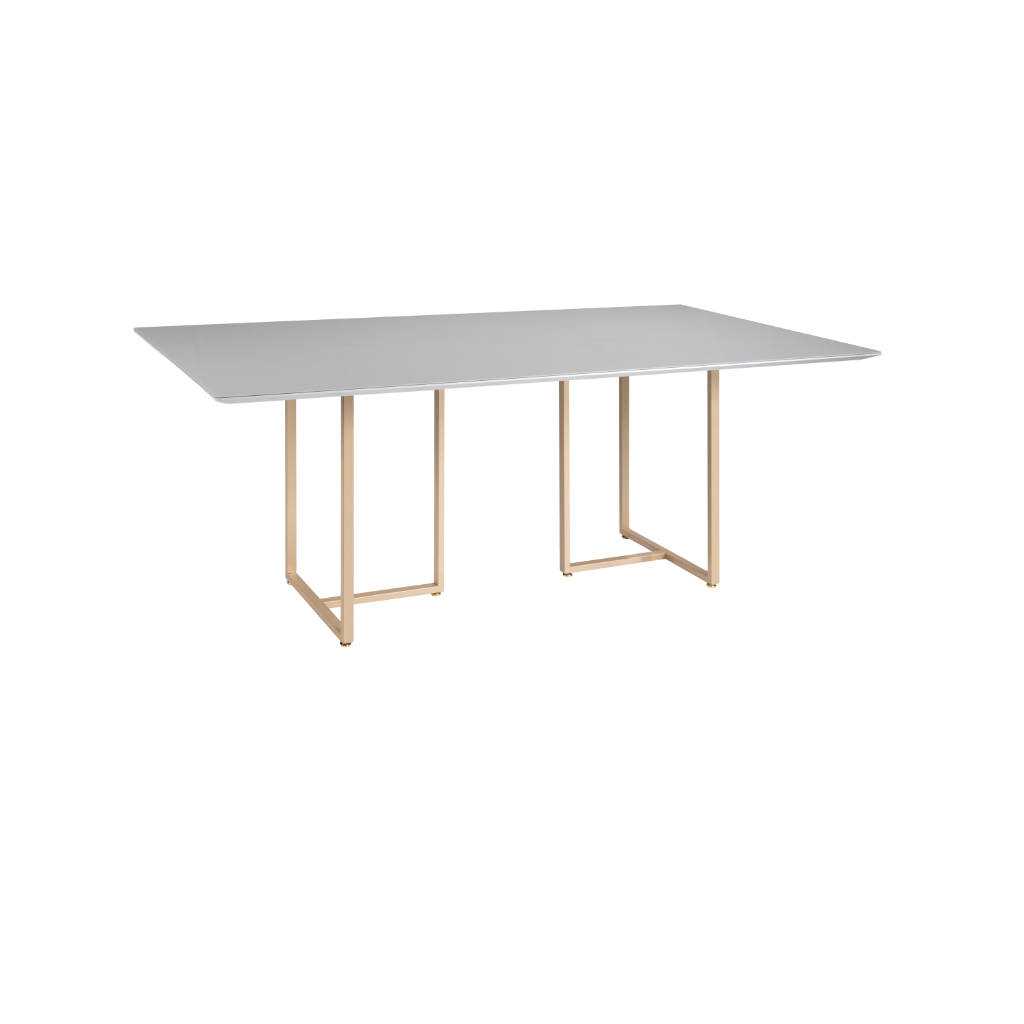 Mesa Jantar Macapá Aço Carbono Dourado Tampo Laca Fendi + Vidro - 4