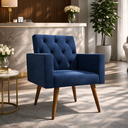 Ver imagem 2 de Poltrona Decorativa Capitonê Confortável para Recepção Azul-marinho