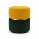 Ver imagem 1 de Kit Puff Hexa Copa do Mundo, Cinta no Meio Dourada Amarelo e Verde Veludo - Let Móveis