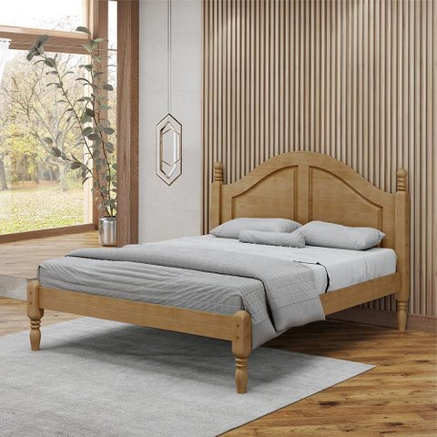 Cama de Casal Pés Torneados Queen Size Madeira Maciça Naipe Freijó - G74 - Gran Belo