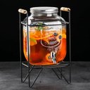 Ver imagem 2 de Suqueira de Vidro com Suporte 8 Litros Dispenser Grande Agua Bebidas Retro Refresqueira Premium