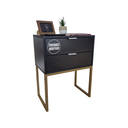 Ver imagem 1 de Mesa de Cabeceira Preta Eco Industrial 50cm 2 Gavetas Base Ferro Dourado - Puxador Prata- Já Montado