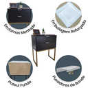 Ver imagem 4 de Mesa de Cabeceira Preta Eco Industrial 50cm 2 Gavetas Base Ferro Dourado - Puxador Prata- Já Montado
