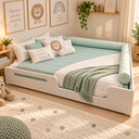 Ver imagem 1 de Cama Casal de Chão Montessoriana para Crianças com Proteção Lateral