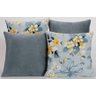 Kit com 4 Almofadas Decorativas Estampa Cinza com Azul - 1