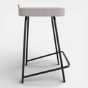 Ver mais imagens de Banqueta Média para Cozinha Vik Estofada Linho Cinza - Desk Design