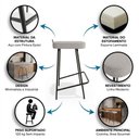 Ver imagem 3 de Banqueta Média para Cozinha Vik Estofada Linho Cinza - Desk Design