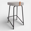Ver imagem 1 de Banqueta Média para Cozinha Vik Estofada Linho Cinza - Desk Design