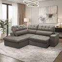 Ver imagem 5 de Sofá com Chaise Solin F04 3 Lugares Retrátil e Reclinável 243cm Marrom Claro Lyam Decor