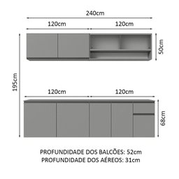 Armário de Cozinha Completa Suspenso 240cm Cinza - 9