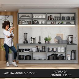 Armário de Cozinha Completa Suspenso 240cm Cinza - 7