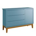 Ver imagem 2 de Cômoda Infantil e Guarda Roupa 3 Portas New Classic Azul com Pés Madeira – Reller
