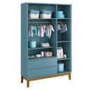 Ver imagem 4 de Cômoda Infantil e Guarda Roupa 3 Portas New Classic Azul com Pés Madeira – Reller