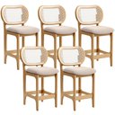Ver imagem 1 de Kit 5 Banquetas Baixa Bar Cozinha Sala de Jantar Betta L02 Mel Tela Suede Bege - Lyam Decor