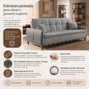 Ver imagem 7 de Sofá Cama Casal Luca 3 Lugares 2,09m Linho e Courino - Cinza | Courino