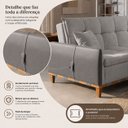 Ver imagem 5 de Sofá Cama Casal Luca 3 Lugares 2,09m Linho e Courino - Cinza | Courino