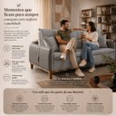 Ver mais imagens de Sofá Cama Casal Luca 3 Lugares 2,09m Linho e Courino - Cinza | Courino