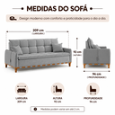 Ver imagem 3 de Sofá Cama Casal Luca 3 Lugares 2,09m Linho e Courino - Cinza | Courino