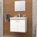 Ver imagem 3 de Gabinete Para Banheiro Aster 51cm Com Cuba Cerocha Branco/ Marmorizado Branco