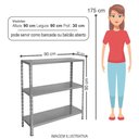Ver imagem 4 de Estante de Aço 3 Prateleiras 90x90x30 de Ferro Bancada Organizadora para Escritório Livros Cinza