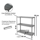 Ver imagem 2 de Estante de Aço 3 Prateleiras de Ferro Bancada Organizadora Para Escritório Livros Cinza