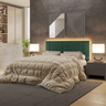 Cabeceira Estofada Cama Casal Queen Size Led Moderna 160 Cm:veludo Verde - 1