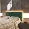 Cabeceira Estofada Cama Casal Queen Size Led Moderna 160 Cm:veludo Verde - 2