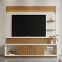 Ver imagem 1 de Estante para TV até 65 Polegadas com LED Frisado MDF 184,5x200cm Bege Guaíba