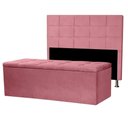 Ver imagem 1 de Kit Cabeceira e Calçadeira Baú Casal 1,40m Roma Suede Rosa Dal Poz Estofados