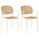Ver imagem 1 de Kit 2 Cadeiras de Jantar Roma Prática com Braços para Sala e Cozinha - Bege