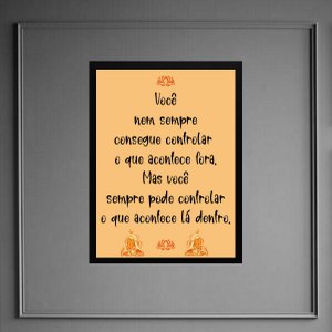 Quadro Frase Yoga - Controle 24x18cm:madeira Branca