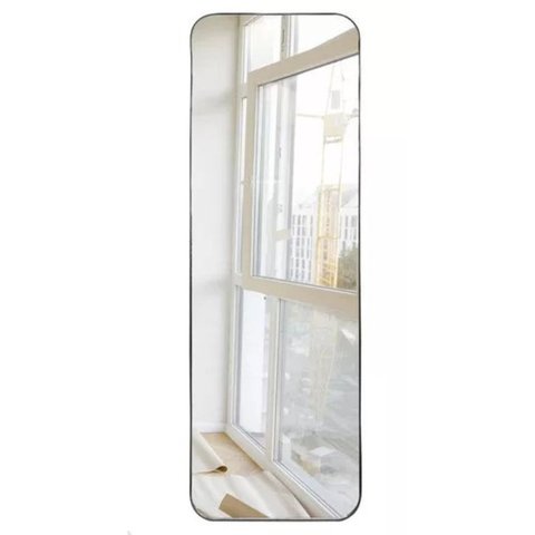 Espelho Retangular 150x50 Design Orgânico com Moldura em Couro Ecológico para Sala Quarto Banheiro