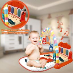 Tapete Musical Criança Bebe Infantil Brinquedo Interativo Chocalho Piano Musica Relaxante Dobravel C - 5