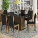 Ver imagem 1 de Conjunto Sala de Jantar Madesa Moscou Plus Mesa Tampo de Vidro 6 Cadeiras - Rustic/preto/sintpreto