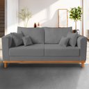 Ver imagem 2 de Sofá Viena 03 Lugares Com Base de Madeira Linho Grafite - Madeira Prima Deccor