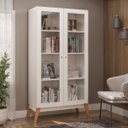 Ver imagem 1 de Cristaleira Jamaica 2 Portas Vidro 80x38x158 Cm Branco Genialflex