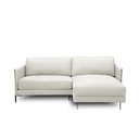 Ver imagem 5 de Sofá Decorativo Karine 3 Lugares Sala de Estar 230cm com Chaise Pés em Aço Couro Off White G88 - Gra