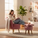Ver imagem 6 de Poltrona Decorativa Pétala com Puff em Veludo Rosa Élpis Móveis
