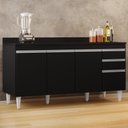 Ver imagem 2 de Balcão Gabinete para Pia com Tampo 160cm Arkansas Preto - Lumil Lumil Móveis