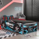 Ver imagem 1 de Bicama Infantil Carros Tornado Fun Preto Azul Pura Magia + Colchão Gazin